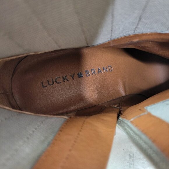 Lucky Brand Boot Womens 9.5 Gray Studded‎ Ankle Bootie Heeled Side Zip - Picture 6 of 9